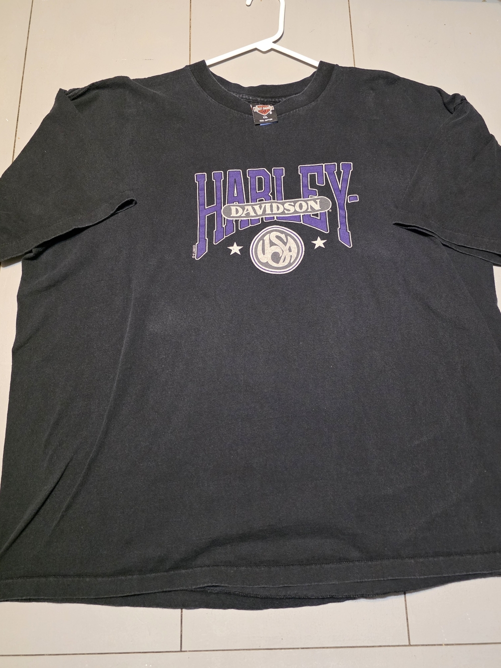 Harley-Davidson Black Tee with Purple and White Logo